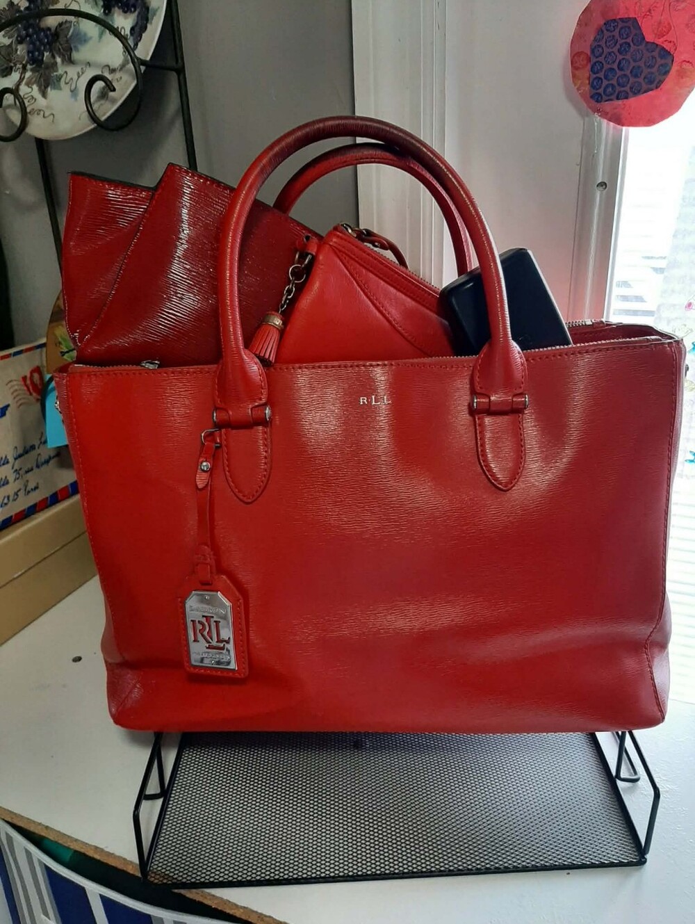 LAUREN RALPH LAUREN "Newbury Double Zip" Satchel 5 Pc Set